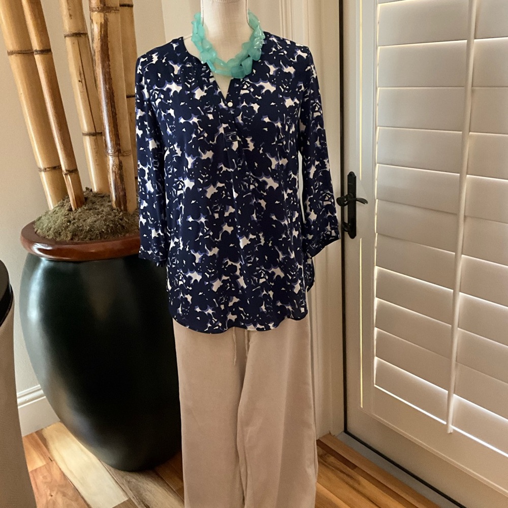 Tabots  bundle - 2 pair linen pants (sz 12) and 1 print blouse (L)